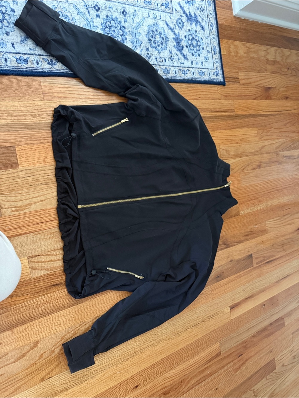 lululemon athletica Black Bomber Jacket with Gold Zippers